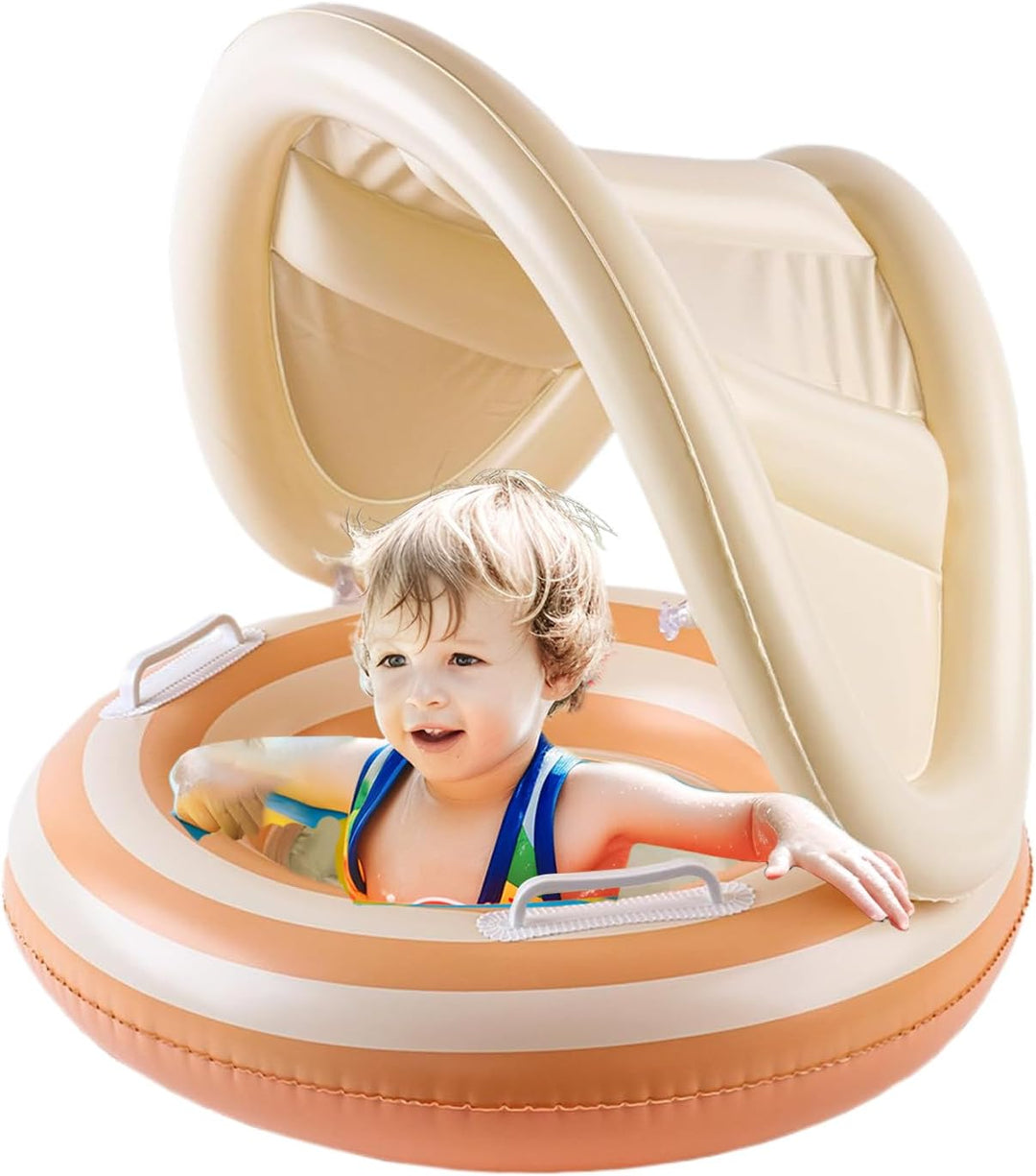 Baby Pool Float, Toddler Swim Seat, 57x49cm/22.44x19.29 Inches Adjustable Floating Trainer, Sunshade