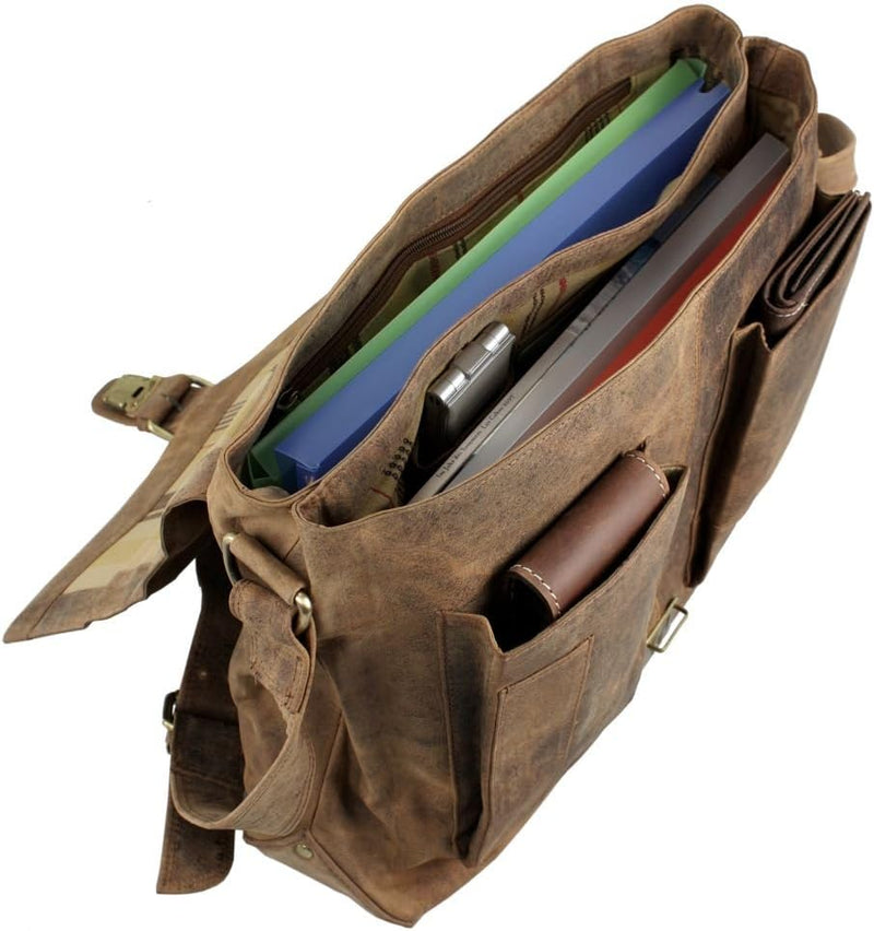 Harolds Antik Messenger Bag aus Leder 39 cm Natur, Natur