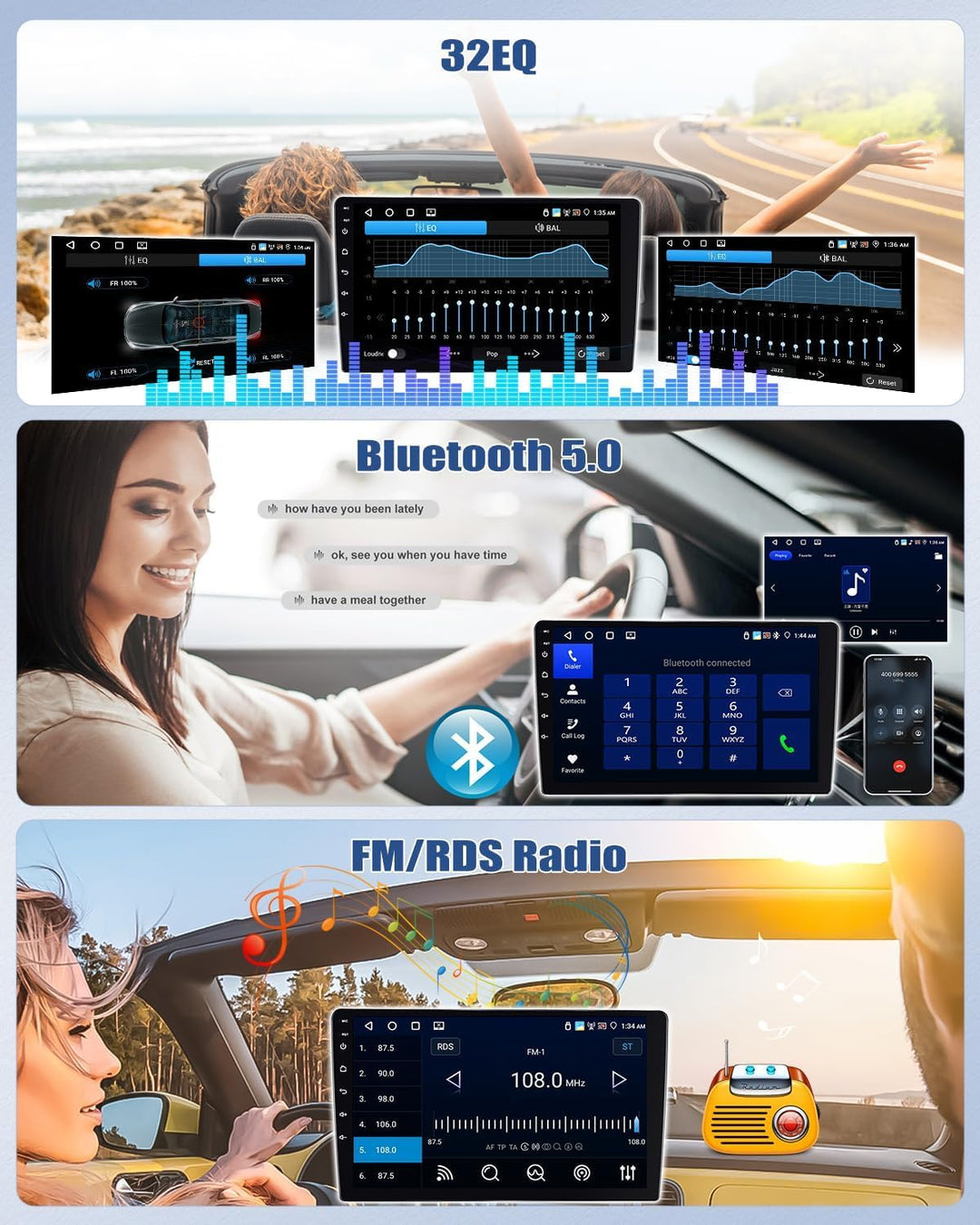 CAMECHO 4G+64G Android 15 Autoradio für FIAT Ducato 3/Peugeot Boxer 2/Citroen Jumper 2 2011-2022 mit