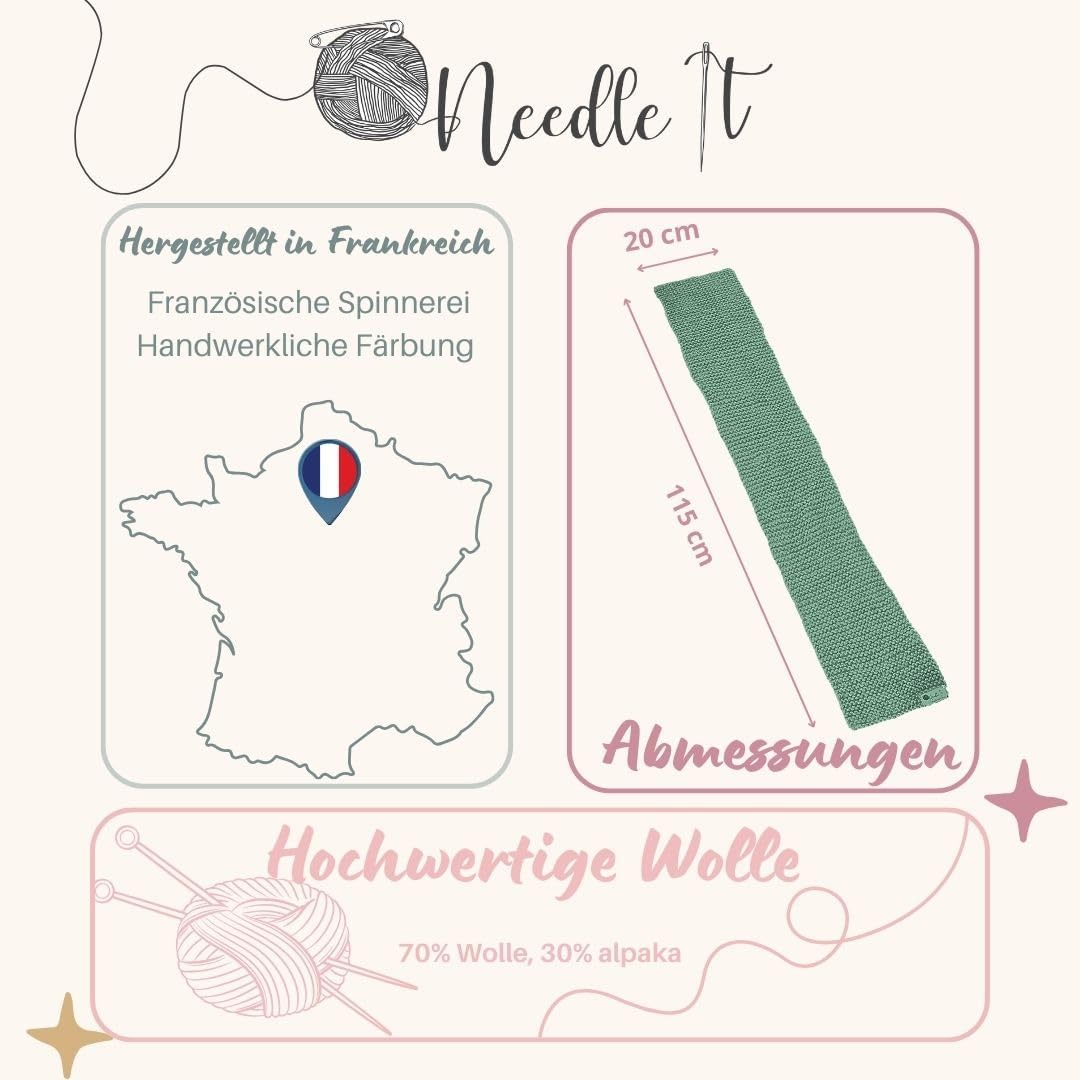 Needle It® - Komplettes Strickset für Anfänger mit Stricknadeln - Strickschal aus Wolle - Geschenkid