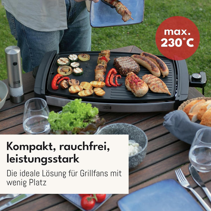 Elektrogrill Tischgrill elektrisch mit TÜV & GS 2200 Watt | 4 – 8 Personen BBQ Tisch Grill - Indoor