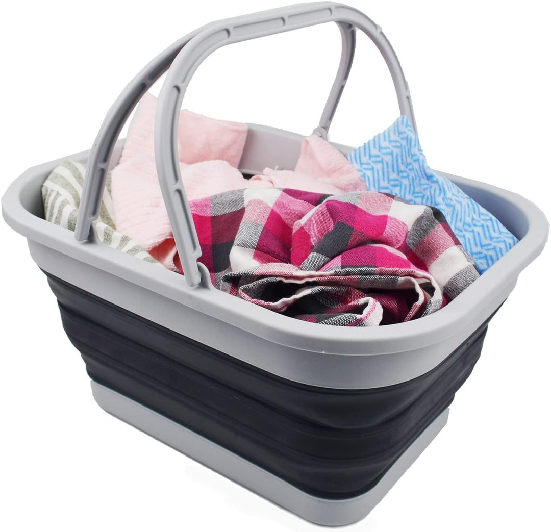 SAMMART 19L zusammenklappbare Wanne mit Griff – tragbarer Outdoor-Picknickkorb/Krater – Faltbare Ein
