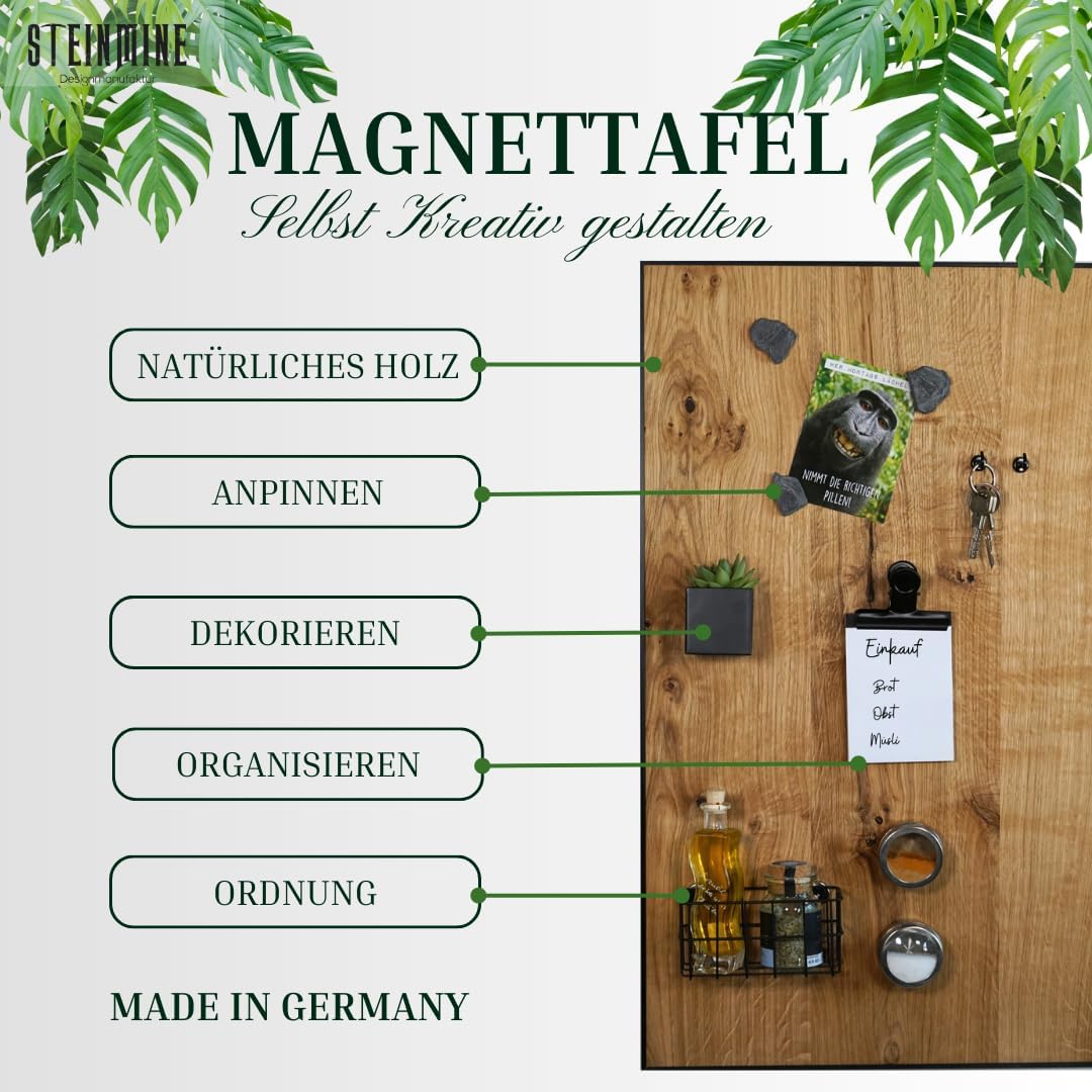 Magnettafel Echt Holz Eiche (Magnetwand+Kreidetafel+Pinnwand+Memoboard) verschiedene Grössen 20x80cm