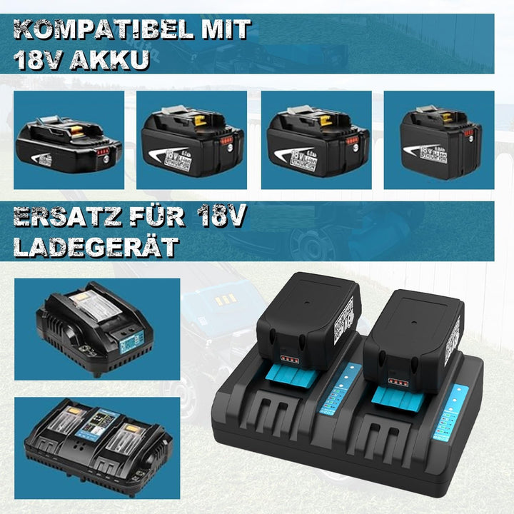XNJTG [2 Stück] 5,0Ah 18V Akkus Ersatz für Makita 18V Akku BL1860 BL1850 BL1840 mit Dual Port Ladege