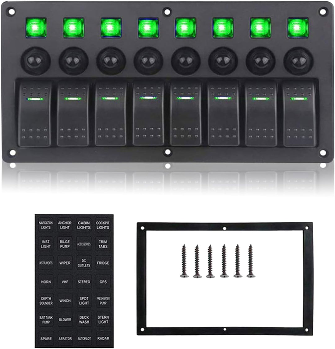 Geloo 8 Gang Marine Schalter Panel Wasserdichte Toggle Rocker Switch Panel 12V /24V Leistungsschalte