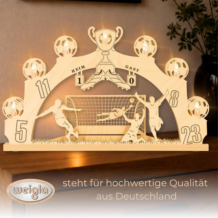 weigla - Schwibbogen original Erzgebirge 7 flg. Fussball - Lichterbogen Weihnachten - 7 x 34 V, 3 W,