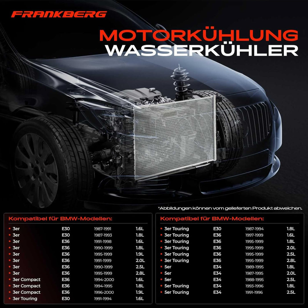 Frankberg Kühler Wasserkühler Motorkühler Schaltgetriebe Kompatibel mit 3er E36 1.6L-2.8L 1990-1998