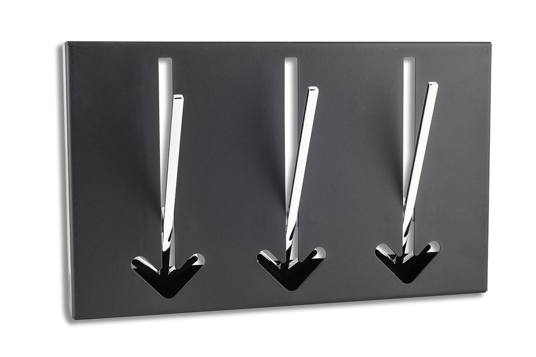 Design Wandgarderobe 3 Haken in schwarz - Metall Chrom Hakenleiste Kleiderhaken Leiste Pfeile Garder