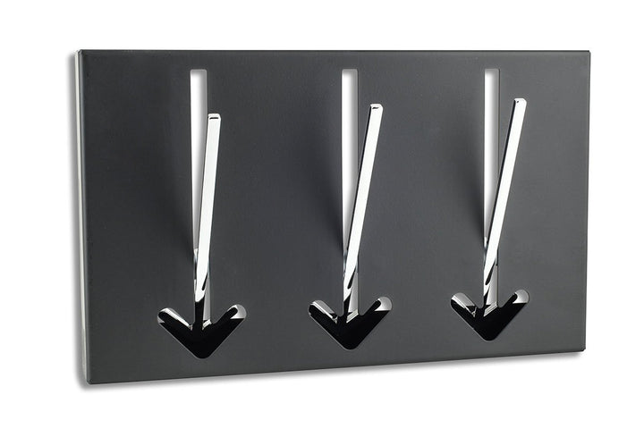 Design Wandgarderobe 3 Haken in schwarz - Metall Chrom Hakenleiste Kleiderhaken Leiste Pfeile Garder