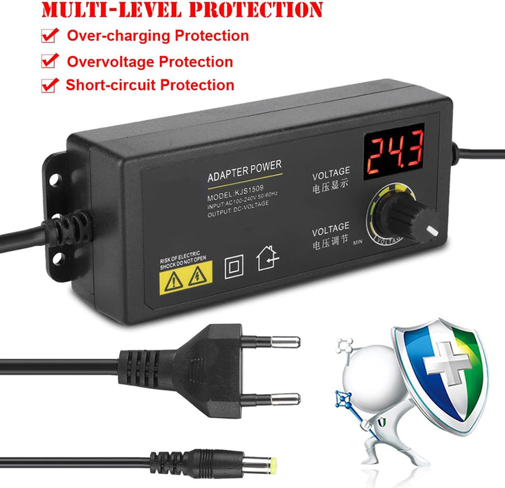 Einstellbares Netzteil,3-36V Weitbereich AC DC Stromadapter mit Digitalanzeige Anti-Interferenz 60W