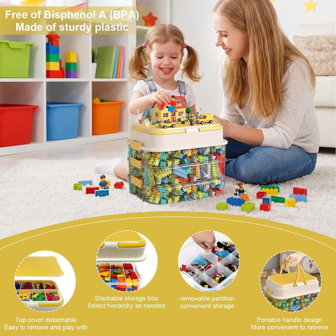 Aufbewahrungsbox für Legosteine, Aufbewahrung mit Bauplatten Stapelbar Aufbewahrungsboxen fur Lego B