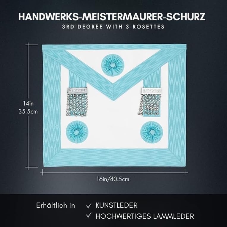 Masonic MM Handwerks-/Freimaurer-Schürze mit Insignien aus Kunstleder, hochwertig