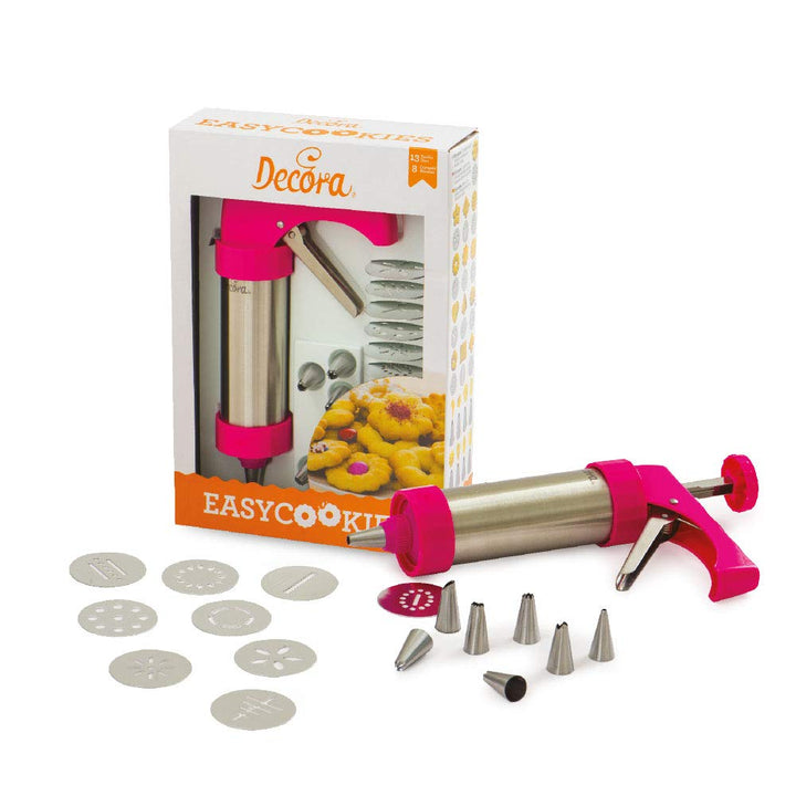 Decora 0142010 GEBÄCKPRESSE COOKIE MIT 13 MOTIVSCHEIBEN UND 8 SPRITZTÜLLEN