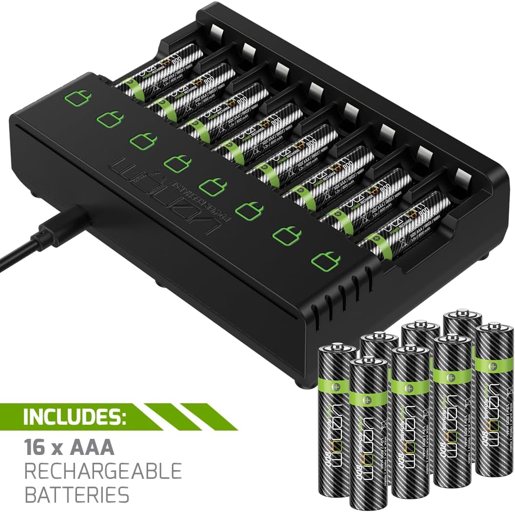 Venom Ladestation mit wiederaufladbarem Akku Plus 16 x AAA 800 mAh Batterien Dock plus 16 x AAA, Doc