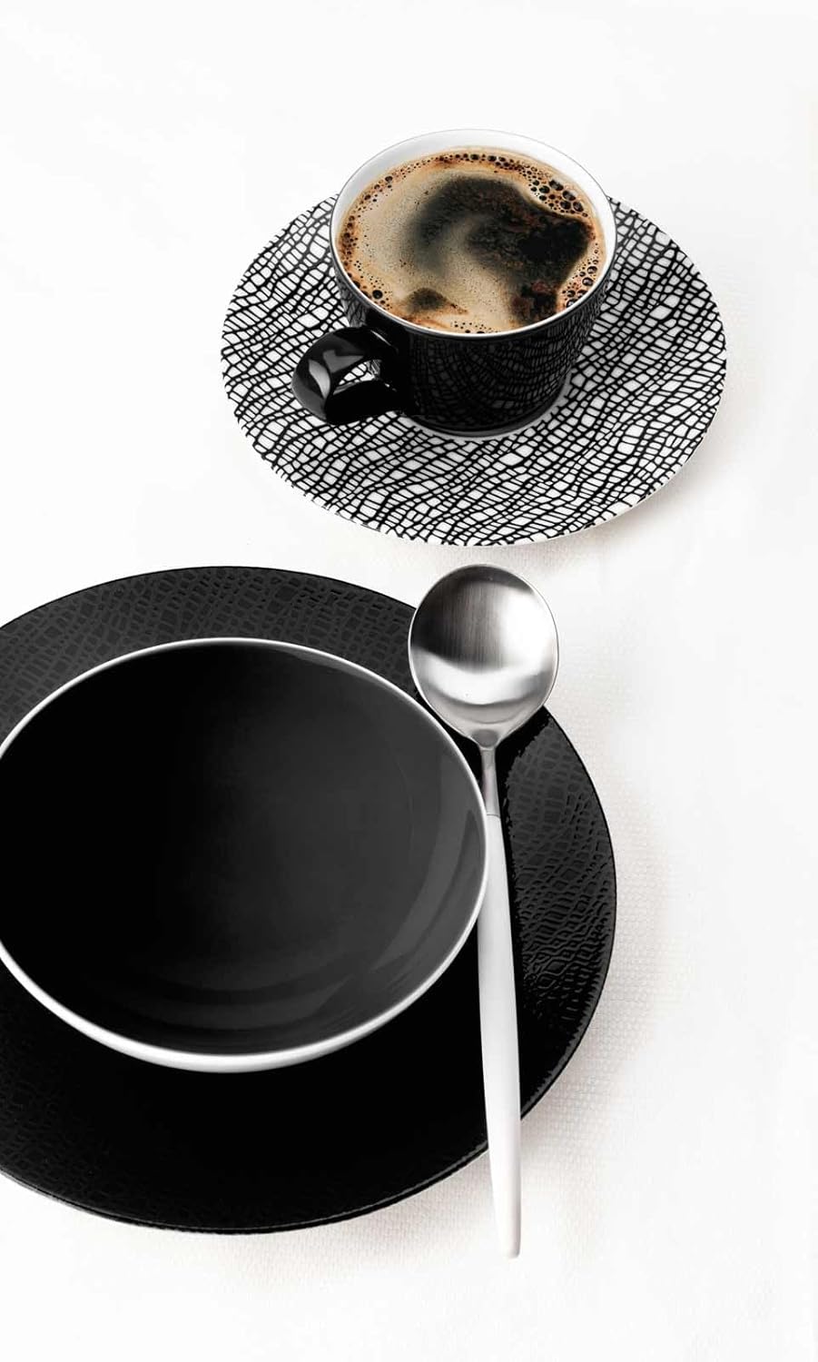 Seltmann Weiden Life Fashion Glamorous Black Suppenteller 6er Set, 20 cm, Tiefe Suppenschalen mit ei