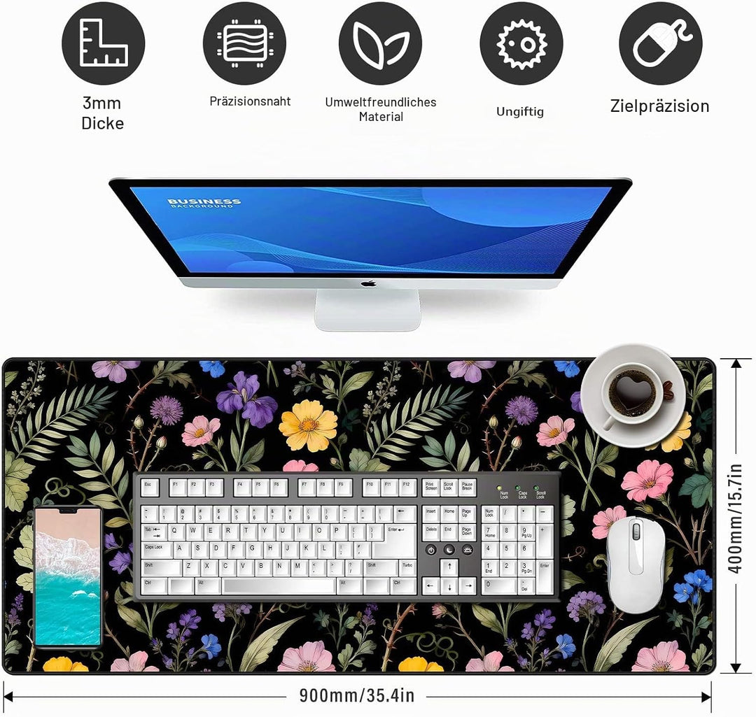 Schreibtischunterlage Gaming Mauspad 900x400x3mm Mousepad Tischunterlage Large Size verbessert Präzi
