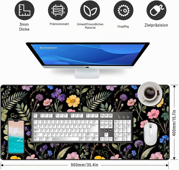 Schreibtischunterlage Gaming Mauspad 900x400x3mm Mousepad Tischunterlage Large Size verbessert Präzi