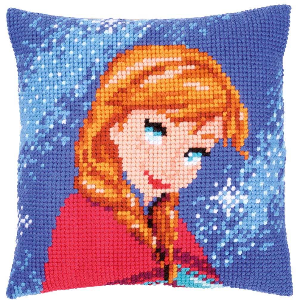 Vervaco Kreuzstichpackung Kreuzstichkissen Frozen Walt Disney ELSA Stickpackung, Stramin, weiss, 40