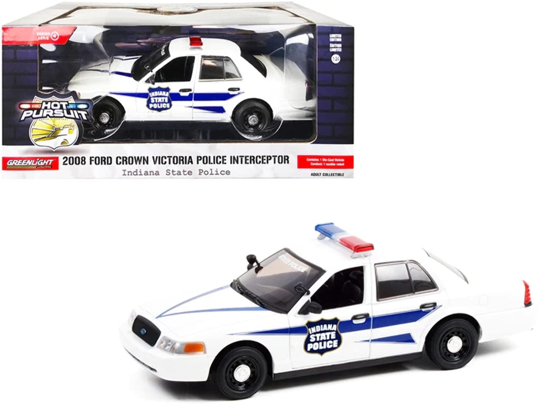 Greenlight Ford Crown Victoria Interceptor Indiana State Police 2008 weiss Modellauto 1:24 Collectib