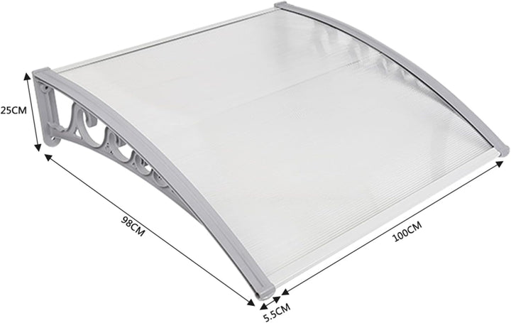 Homewell Vordach für Haustür 100 x 100 cm Weiss, Modern Überdachung Haustür aus PC-Hohlplatte, PP-Ku