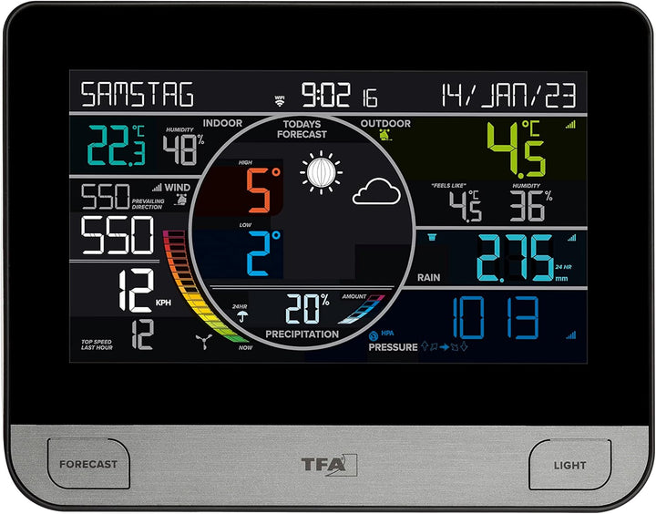 TFA Dostmann Wetterstation WLAN View PRO 6-in-1, 35.8003.01, mit Aussensensor Wind/Temperatur/Luftfe