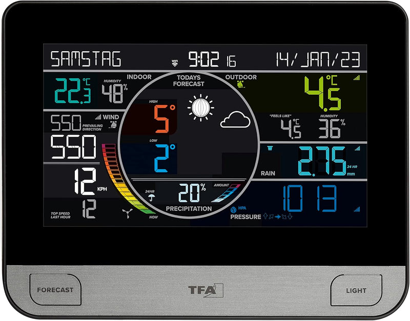 TFA Dostmann Wetterstation WLAN View PRO 6-in-1, 35.8003.01, mit Aussensensor Wind/Temperatur/Luftfe