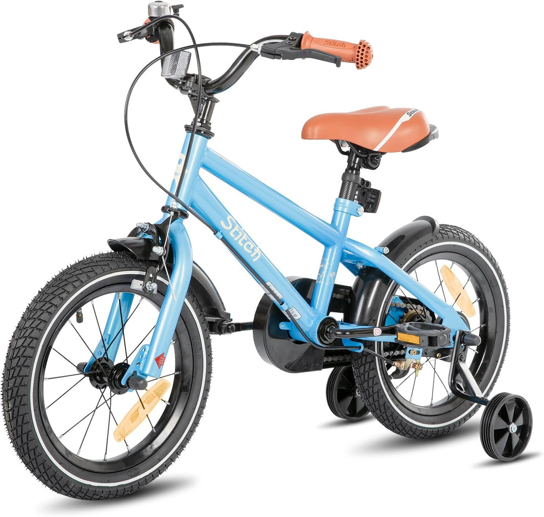 STITCH Kinderfahrrad für 3-9 Jahre Mädchen & Jungen, 14/16/18 Zoll Kinderfahrrad mit Stabilisatoren