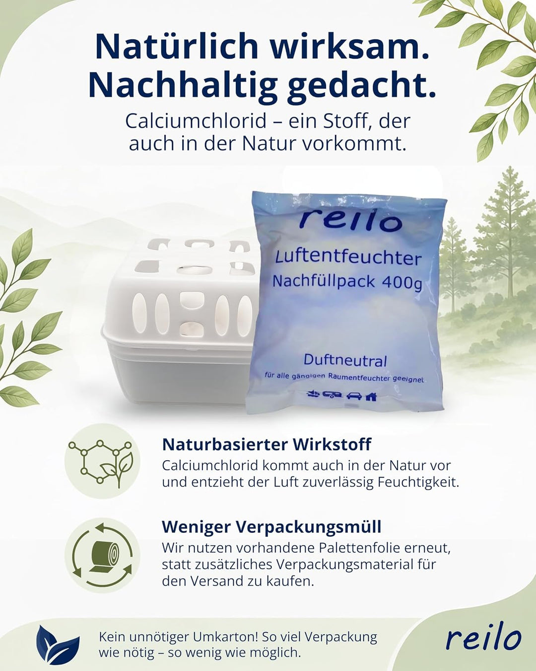 24x 400g reilo Raum- Luftentfeuchter Granulat im Vliesbeutel - Nachfüllpack, 24