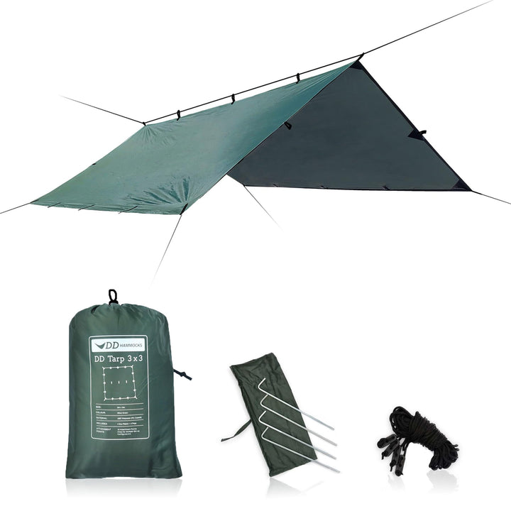 DD Hammocks Sonnensegel, 3 x 3 m, grün Olivengrün, Olivengrün