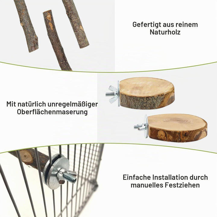 8 Stück Natur Sitzstangen Set für Vögel, Naturholzstangen Vogelständer Vogelzubehör Sitzstangen, Vog
