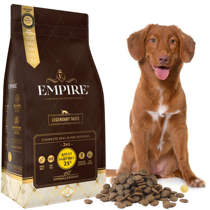 Empire Erwachsene Hunde Trockenfutter - 2kg - Hundefutter Getreidefrei - Grosse Rassen - Wild und La