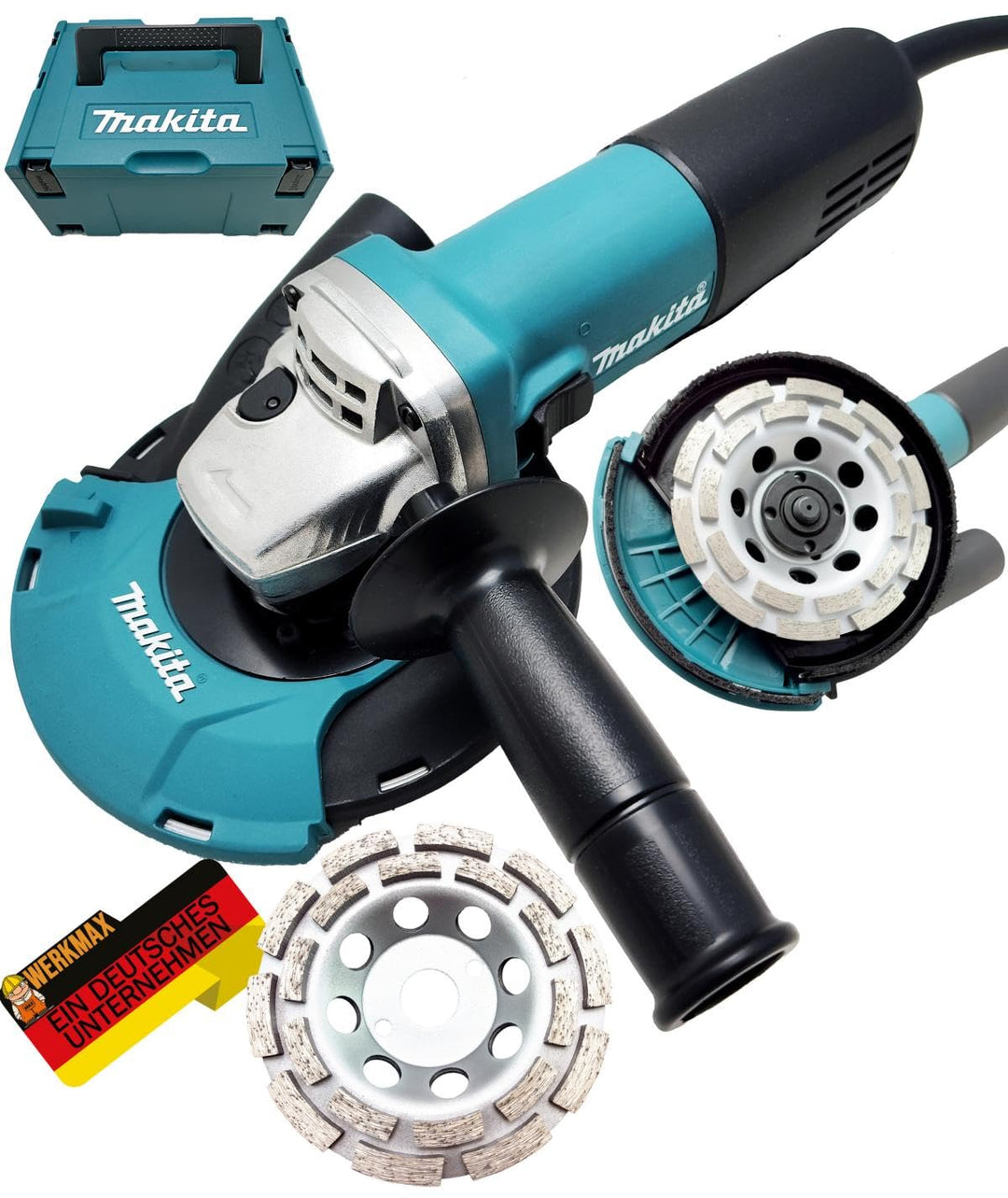 Makita Betonschleifer Set. Sanierungsfräse 1100W Power Set im MakPac Koffer. Mit Absaughaube 191W06-