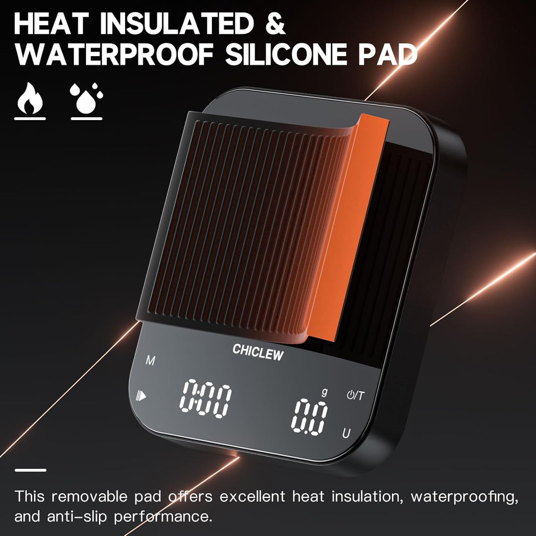 Wiederaufladbare Kaffeewaage mit Timer, 3 kg/0,1g Espresso Waage für Pour-Over Kaffee, 3 Modi & 6 Ei