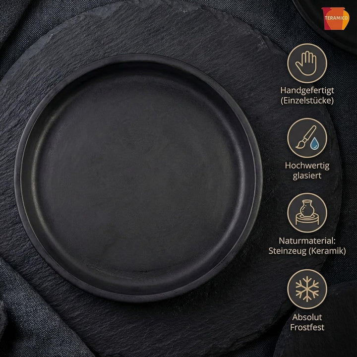 Vogeltränke/Teller/Untersetzer für Pflanzgefässe Blumentöpfe Blau Weiss Anthrazit glasiert aus Stein