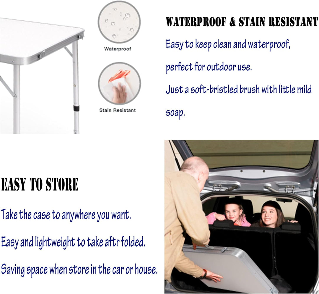 Klapptisch, 122 cm, für PC, Laptop, Büro, Arbeitszimmer, Outdoor, Picknick, Camping, Esstisch, Gamin