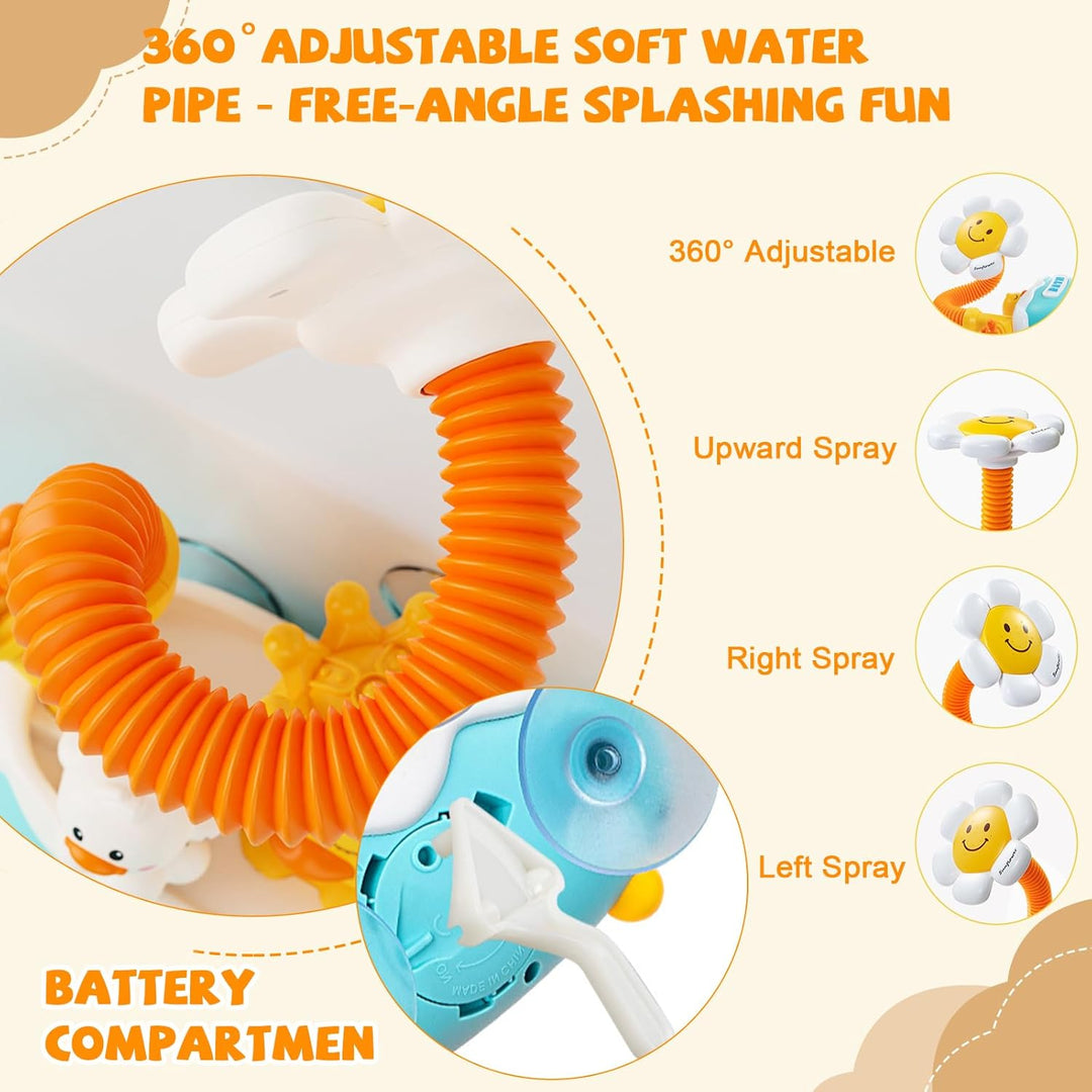 Qingning Badespielzeug mit Sonnenblume 360°Drehbarer Duschkopf ab 1-4 Jahre | Badewannenspielzeug, E