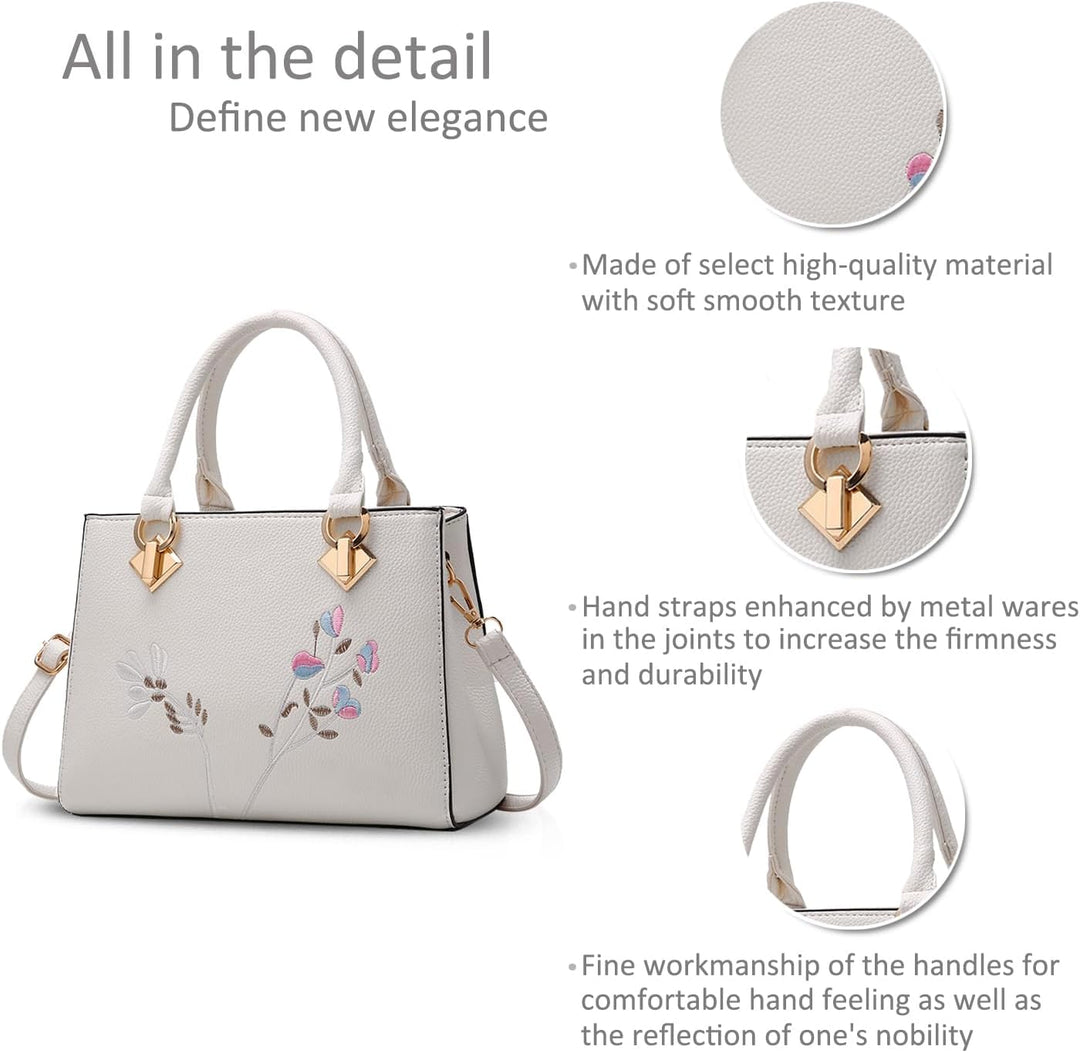 NICOLE & DORIS Retro Women Top Handle Handbags Tote Purse Shoulder Bag Crossbody Bag PU Leather Weis