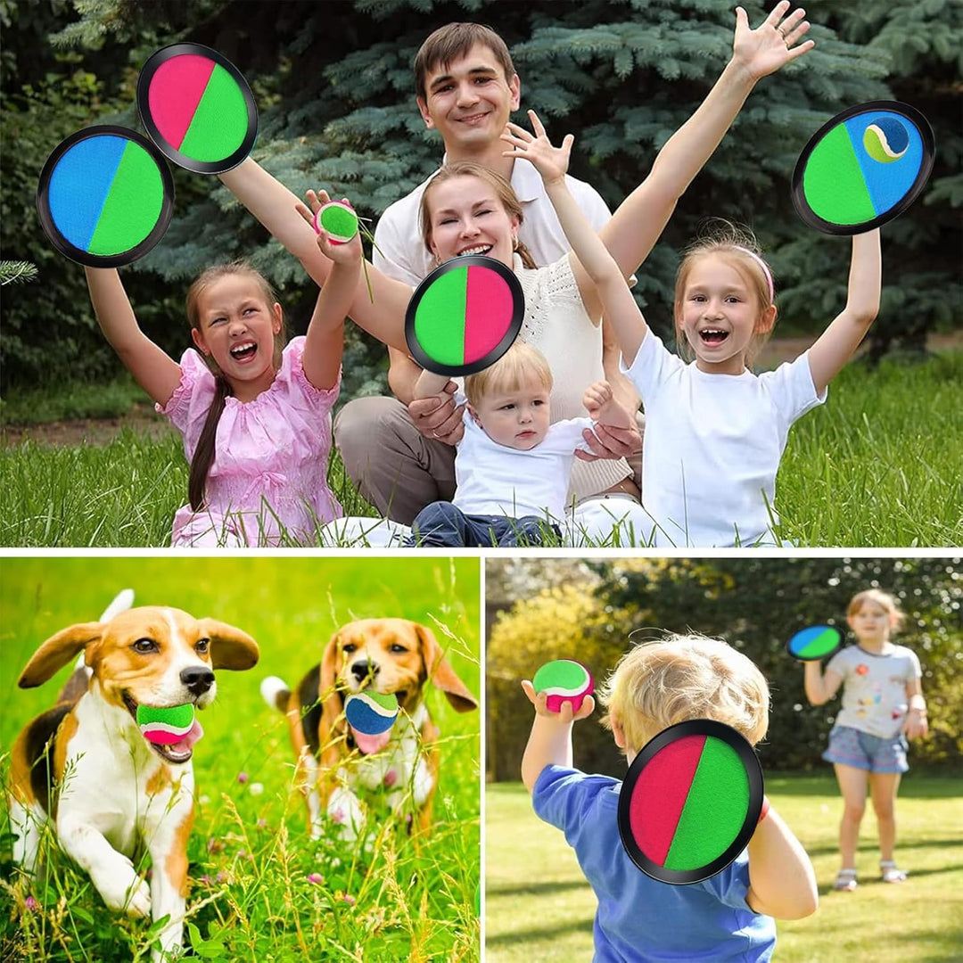 Klettballspiel Klettball Set mit Fangscheiben Bälle, Klettballspiel für Kinder, Ballspiele Klettspie