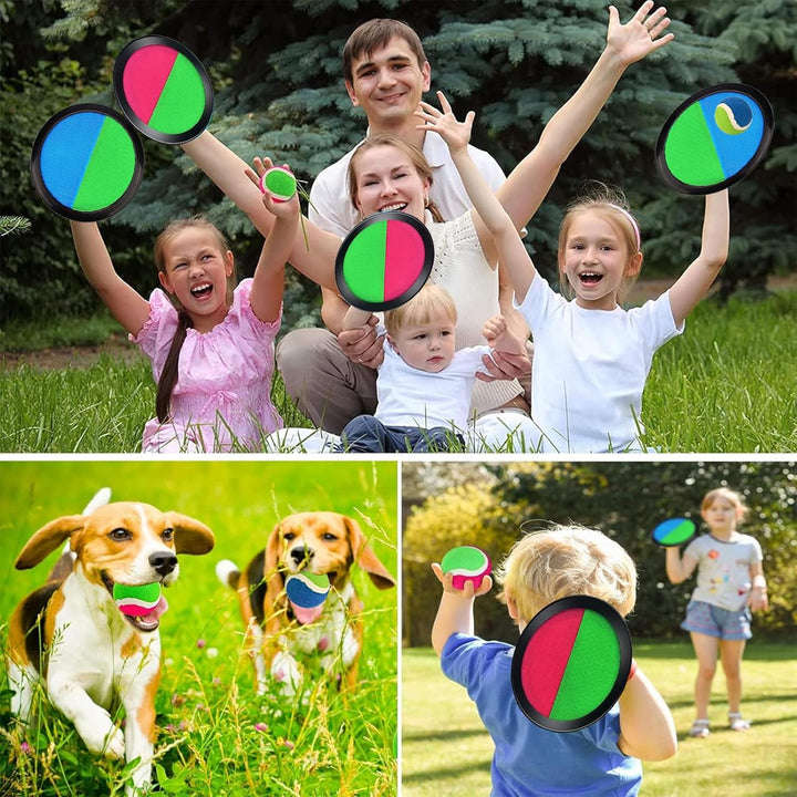 Klettballspiel Klettball Set mit Fangscheiben Bälle, Klettballspiel für Kinder, Ballspiele Klettspie