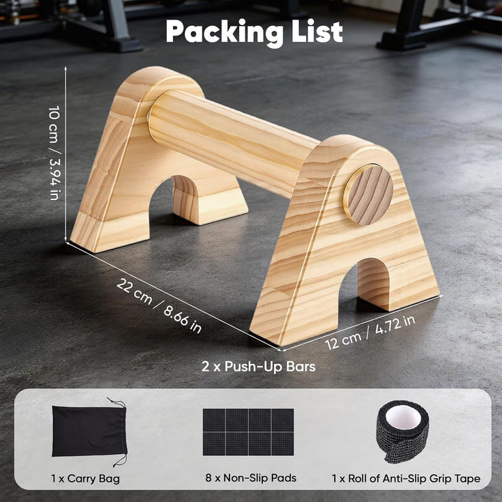 Premium Wooden Liegestützgriffe, 2 Rutschfeste, Stabile und Gelenkschonende Liegestützgriffe aus Hol