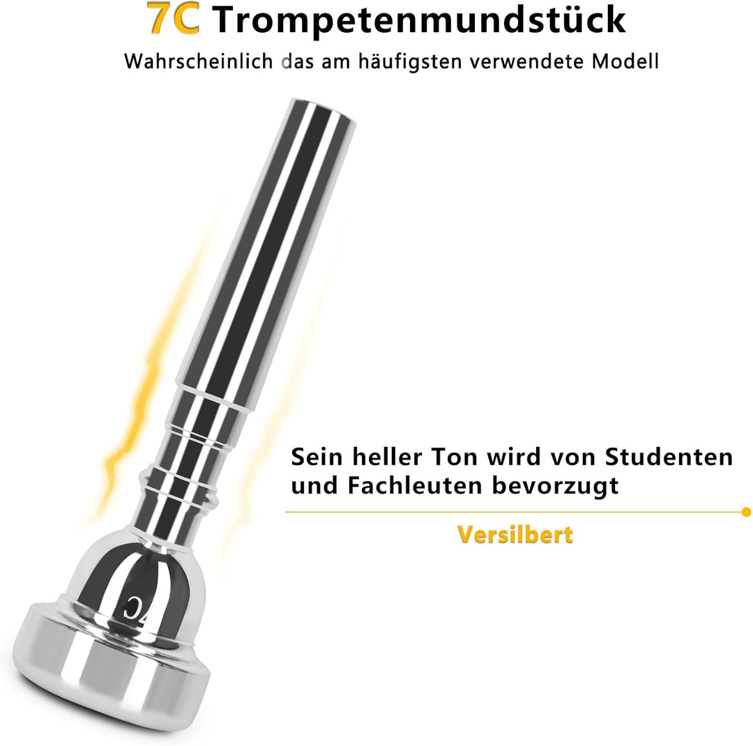 EASTROCK Standard Trompeten Set Standard-Bb-Messing Trompete Mit Hartschale, Handschuhen,7C Trompete