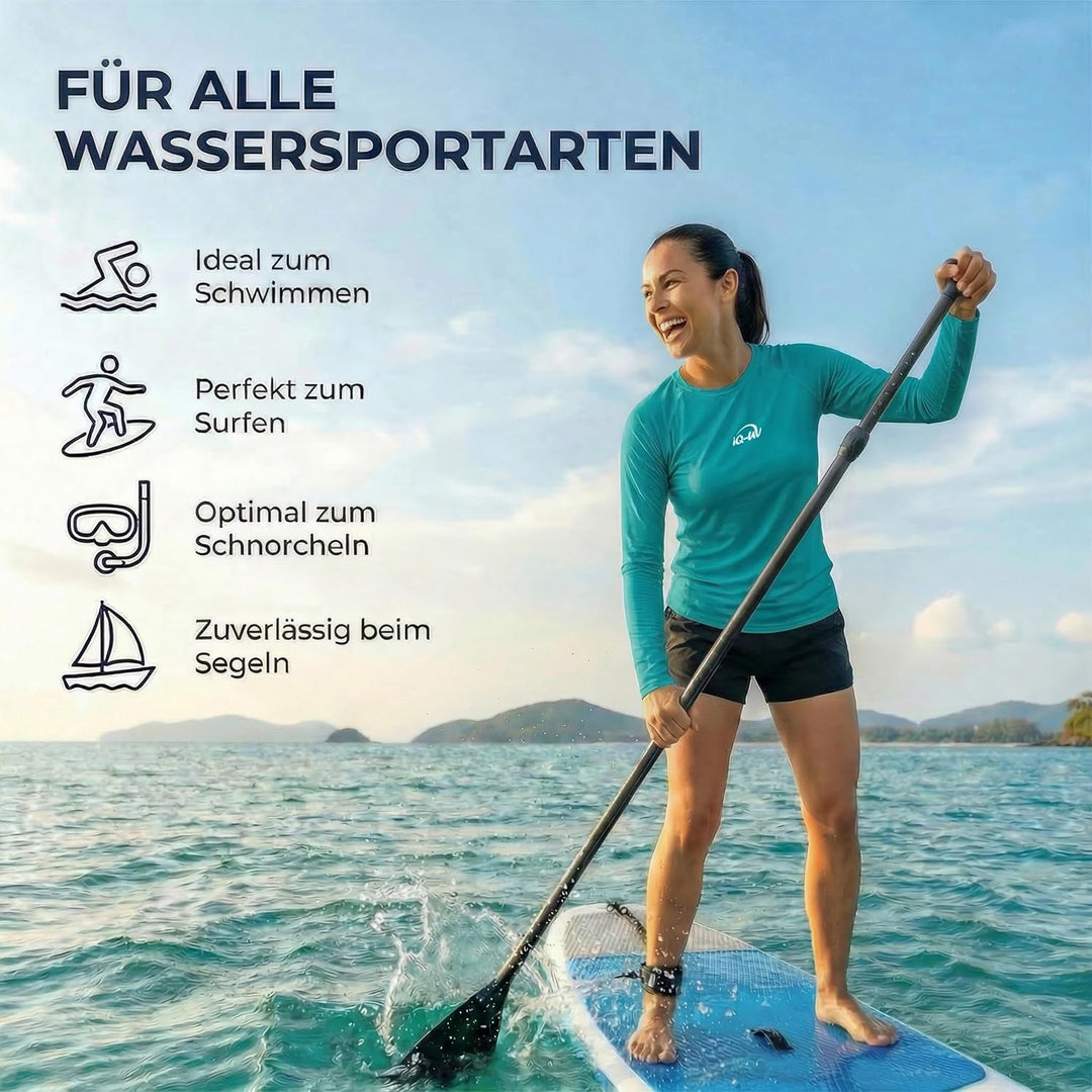 iQ-UV Sportshirt Damen Langarm – Elastisches UV Shirt für Damen für Wasser & Sport – Rash Guard mit