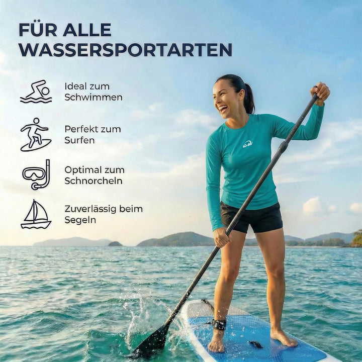 iQ-UV Sportshirt Damen Langarm – Elastisches UV Shirt für Damen für Wasser & Sport – Rash Guard mit