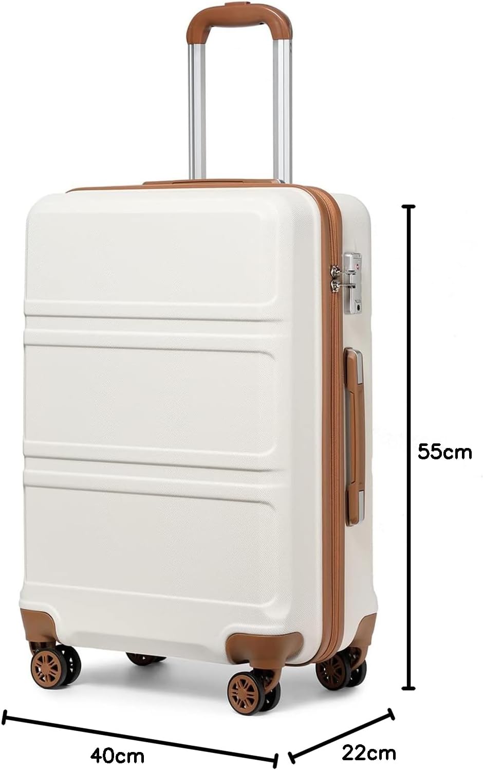 KONO Koffer Trolley Reisekoffer M (55cm) Cremeweiss, M (55cm) Cremewei&amp;