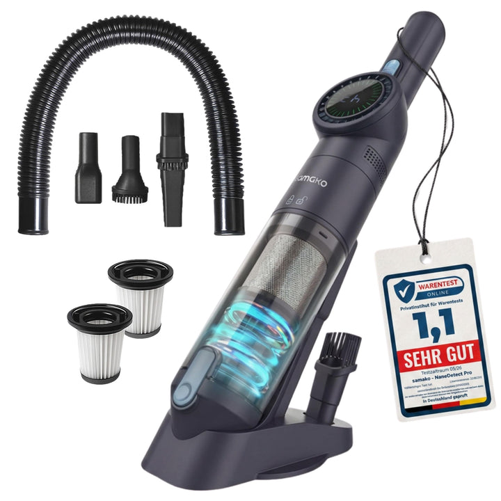 Samako NanoDetect Pro 135W Auto Handstaubsauger Akku, kabelloser Handsauger mit HEPA-Filter, Auflade
