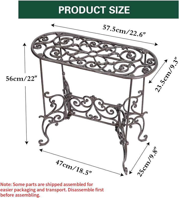 Sungmor Topfpflanzenständer aus Gusseisen, robust, 56cm Metallständer, 1 Ebene, dekorativer und Vint