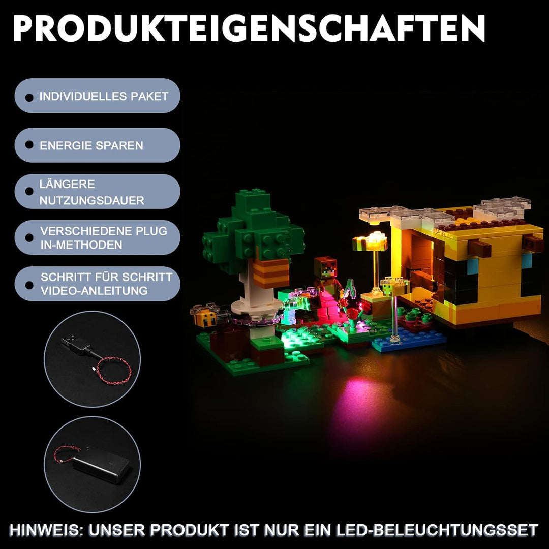 Led Licht Set für Lego 21241 Minecraft Das Bienenhäuschen, Dekoration DIY Beleuchtungsset für Lego T
