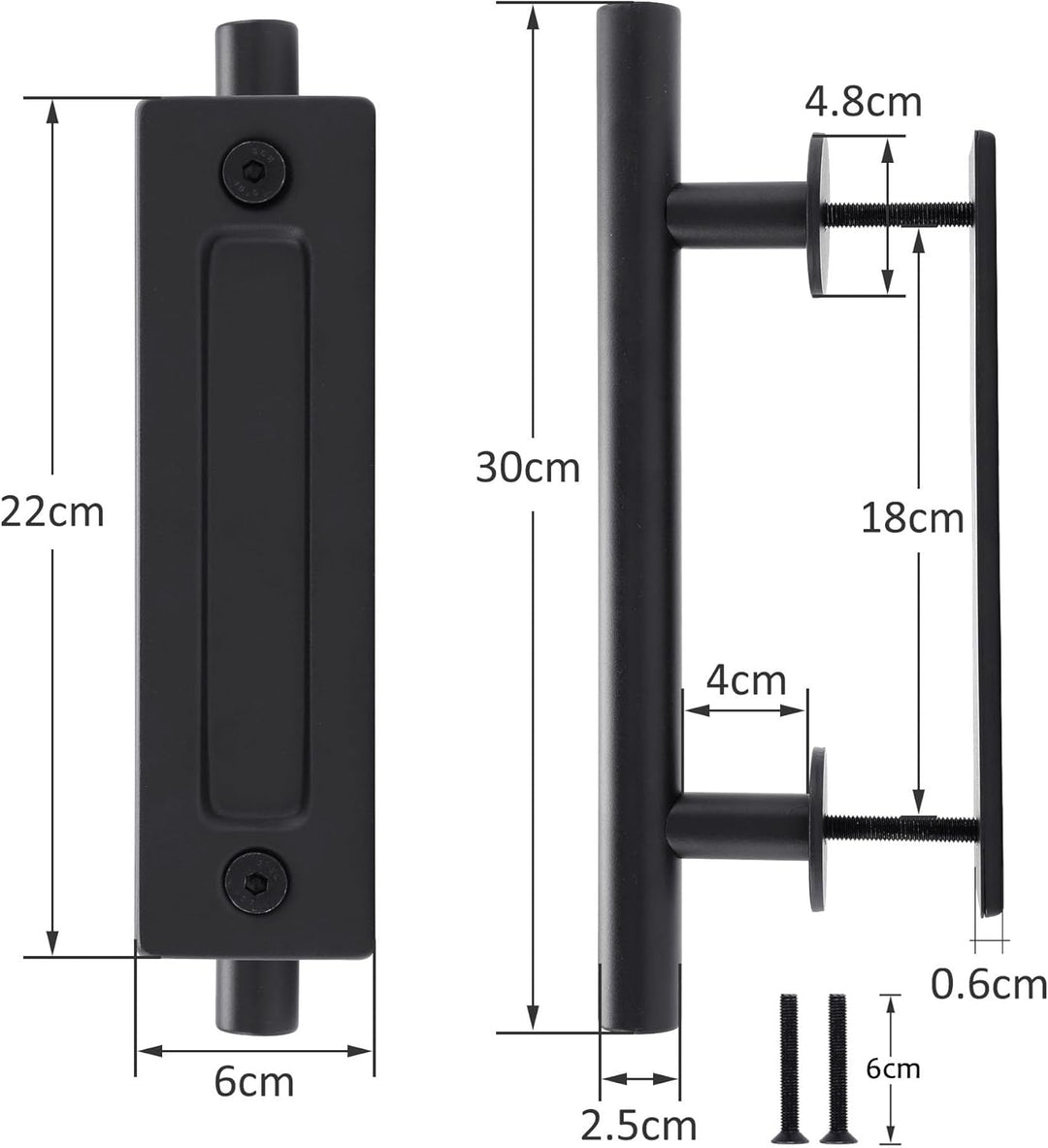 Lpraer 30CM Schiebetüren Griff Schwarze Scheunentorgriff Schiebetür zieht-Griff Schiebe Türgriff Küc