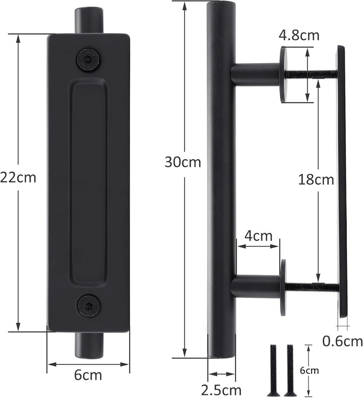 Lpraer 30CM Schiebetüren Griff Schwarze Scheunentorgriff Schiebetür zieht-Griff Schiebe Türgriff Küc