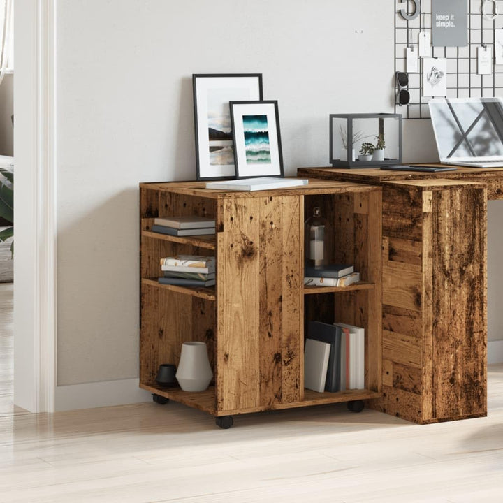 Rollschrank Altholz-Optik 60x53x72 cm, Holzwerkstoff, mobil mit Rollen, vielseitiger Storage Cabinet